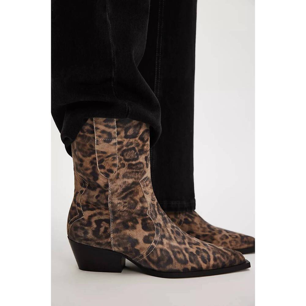 NEW FREE PEOPLE women's cat nap cowboy boots in leopard - Picture 8 of 9